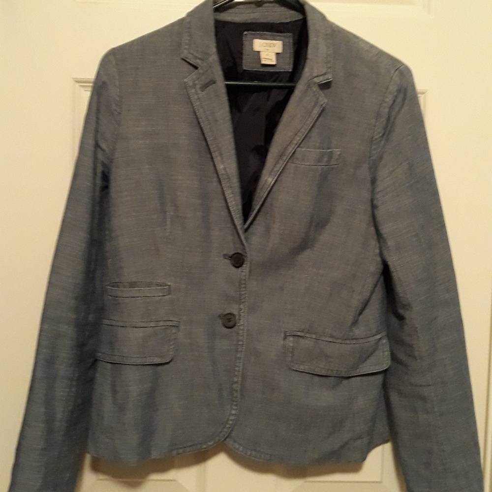 J. Crew Blue Chambray Blazer EUC